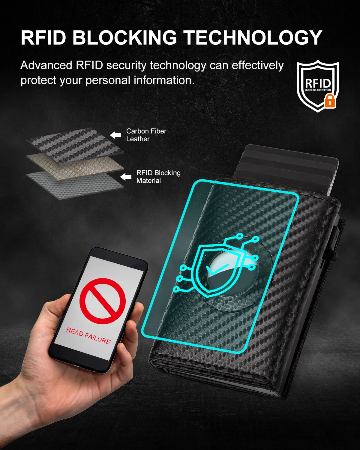 RFID Carbon Fiber Airtag Blocking Wallet