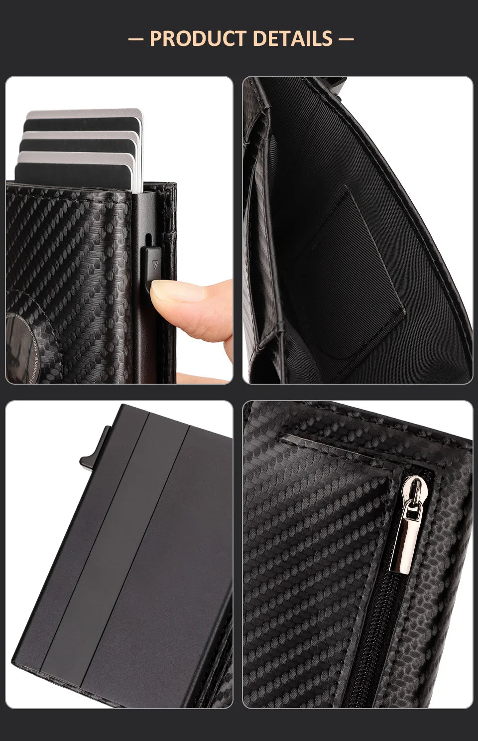 RFID Carbon Fiber Airtag Blocking Wallet