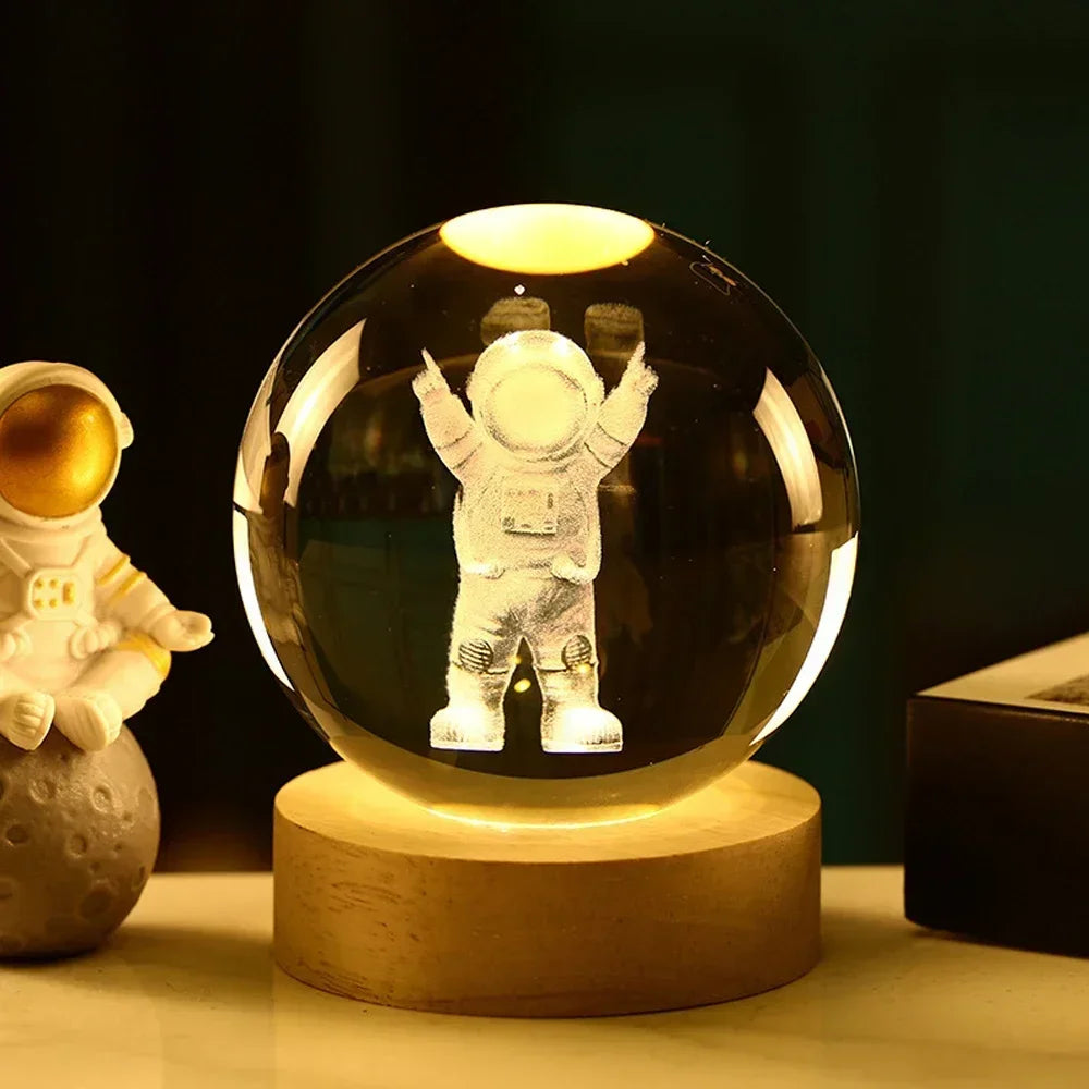 3D Crystal Night Ball With Figures