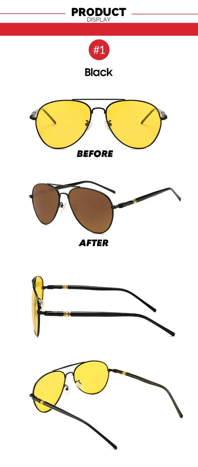 Photochromic Night Vision Polarizing Sun Glasses