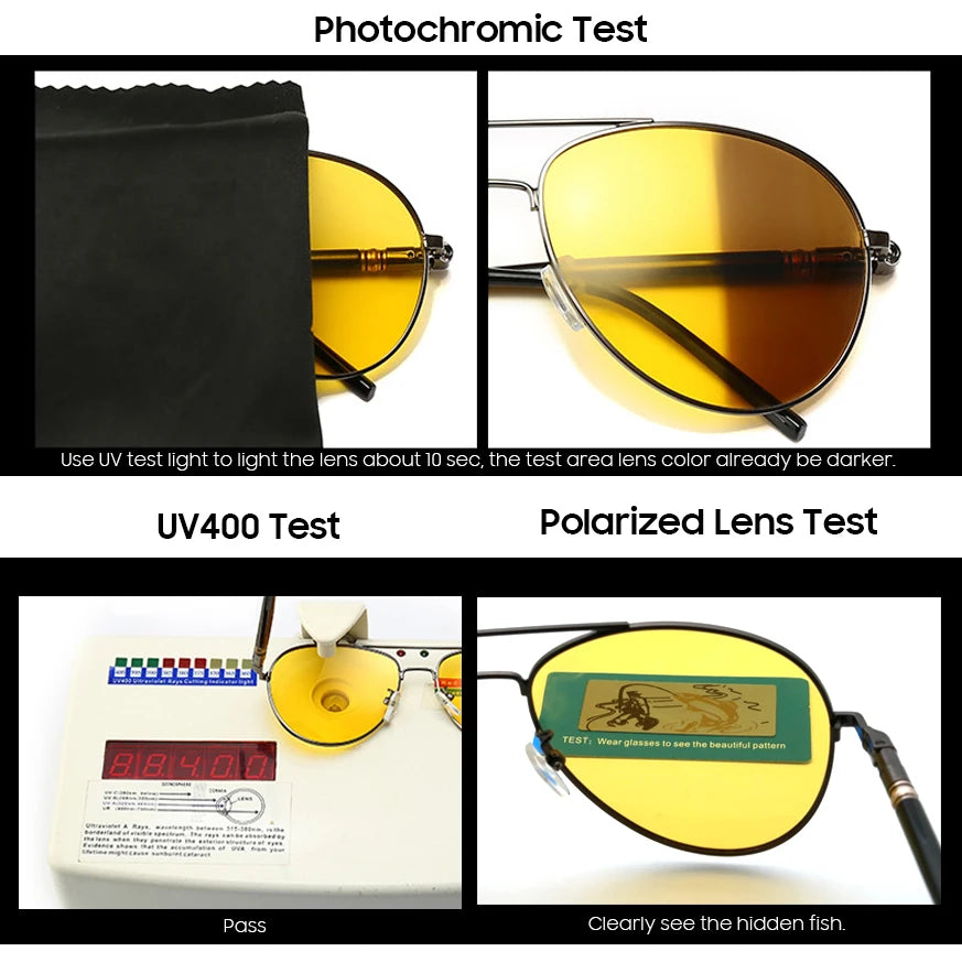 Photochromic Night Vision Polarizing Sun Glasses
