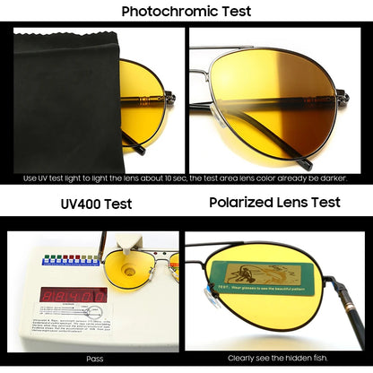 Photochromic Night Vision Polarizing Sun Glasses