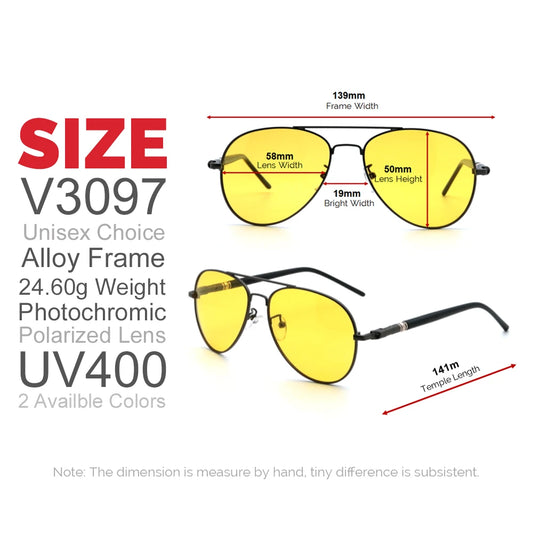Photochromic Night Vision Polarizing Sun Glasses