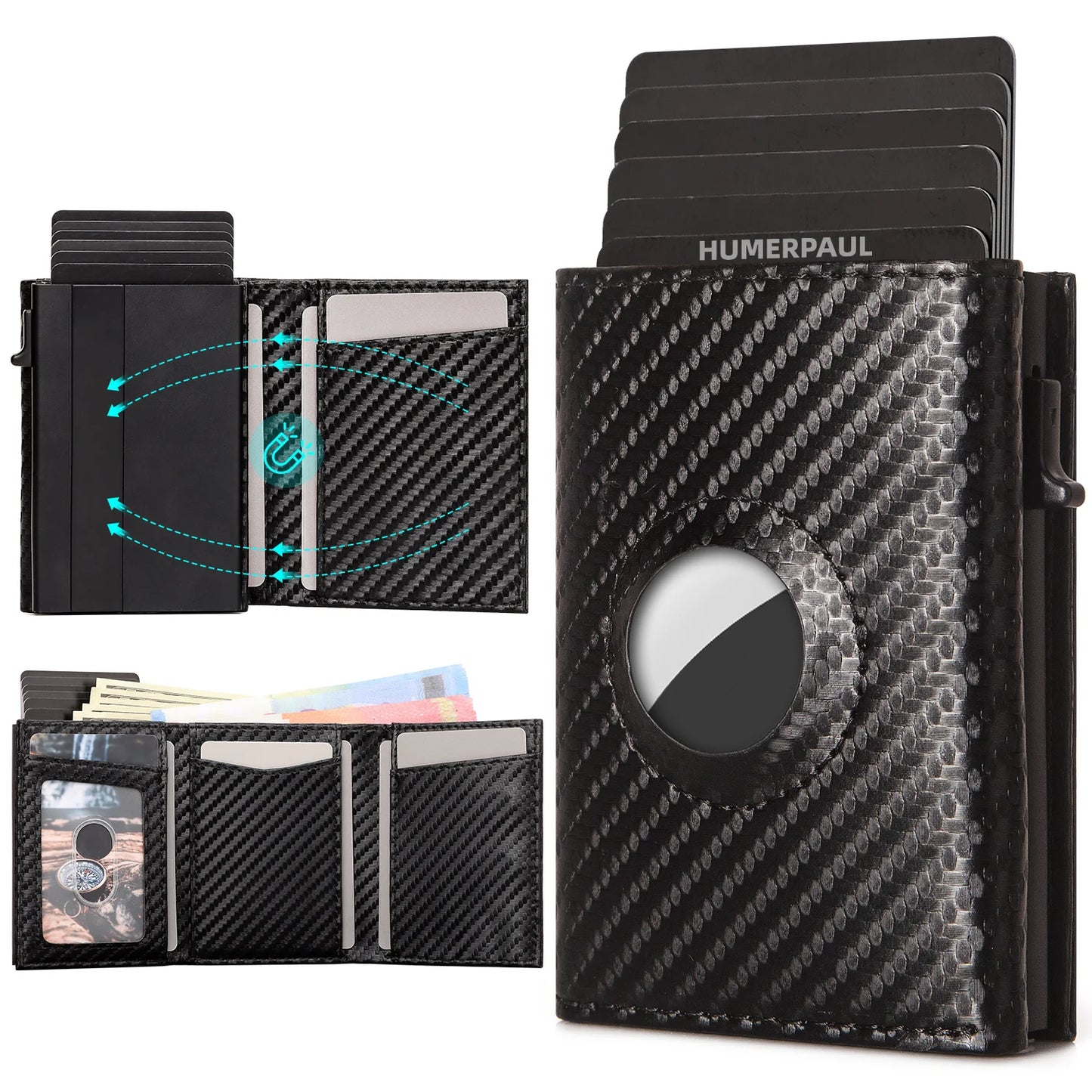 RFID Carbon Fiber Airtag Blocking Wallet