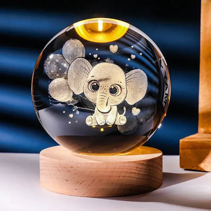 3D Crystal Night Ball With Figures