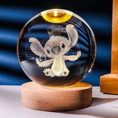 3D Crystal Night Ball With Figures
