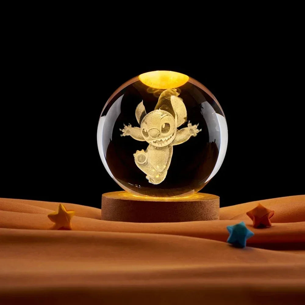 3D Crystal Night Ball With Figures