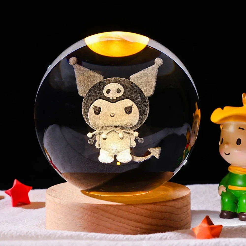 3D Crystal Night Ball With Figures