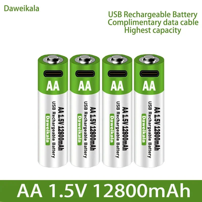 1.5V AA USB Battery 12800 mAh Type-C