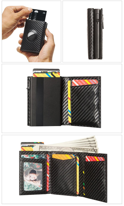 RFID Carbon Fiber Airtag Blocking Wallet