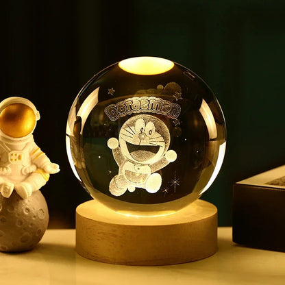 3D Crystal Night Ball With Figures