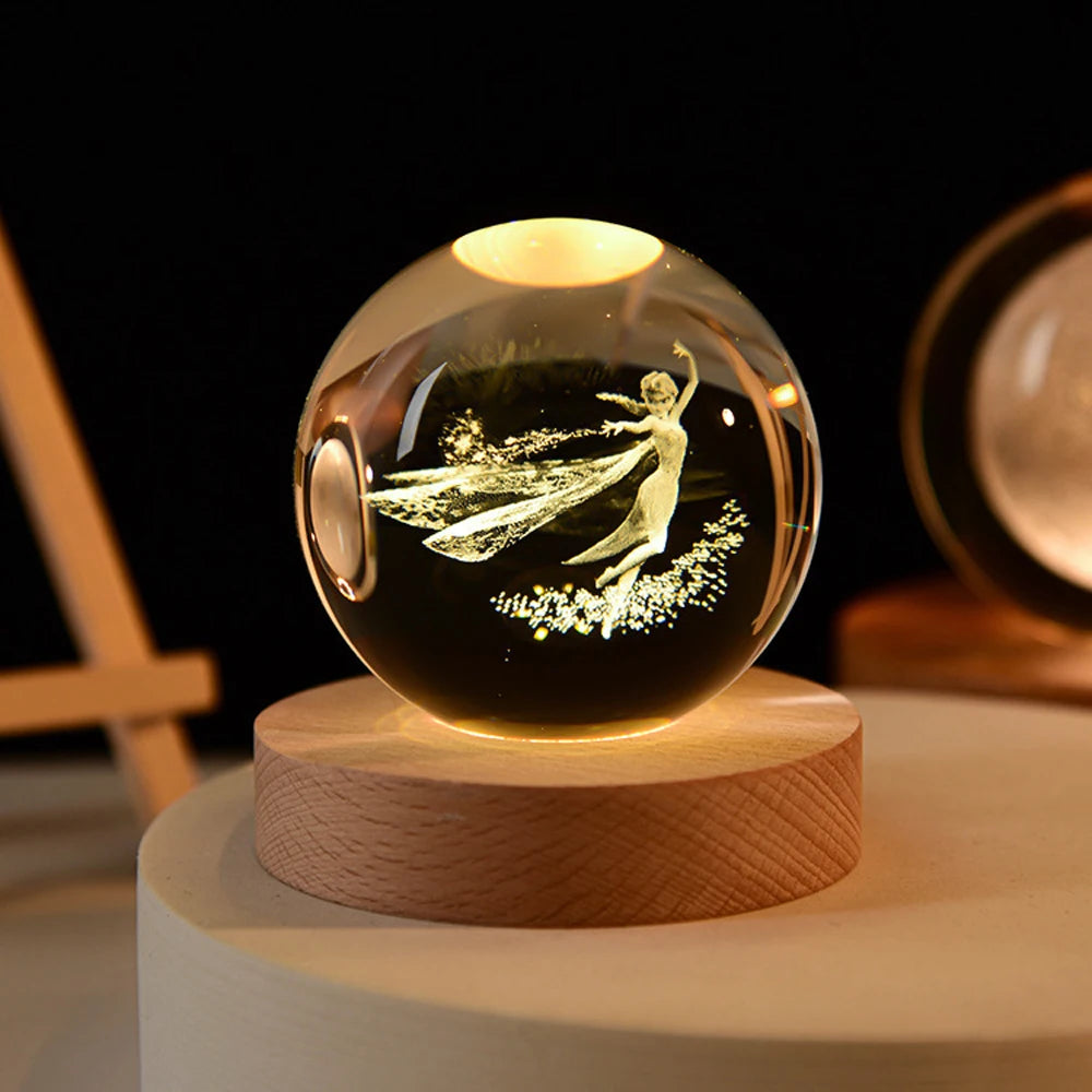 3D Crystal Night Ball With Figures