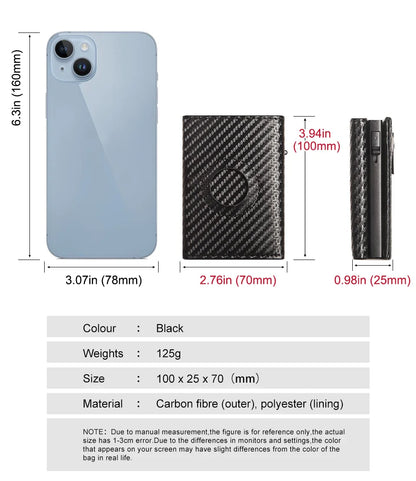 RFID Carbon Fiber Airtag Blocking Wallet