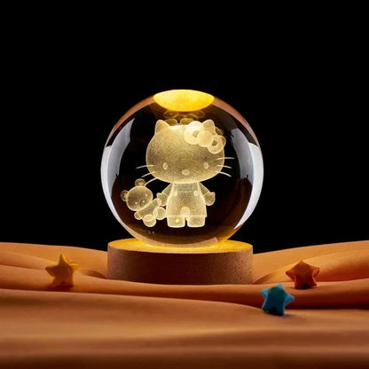 3D Crystal Night Ball With Figures