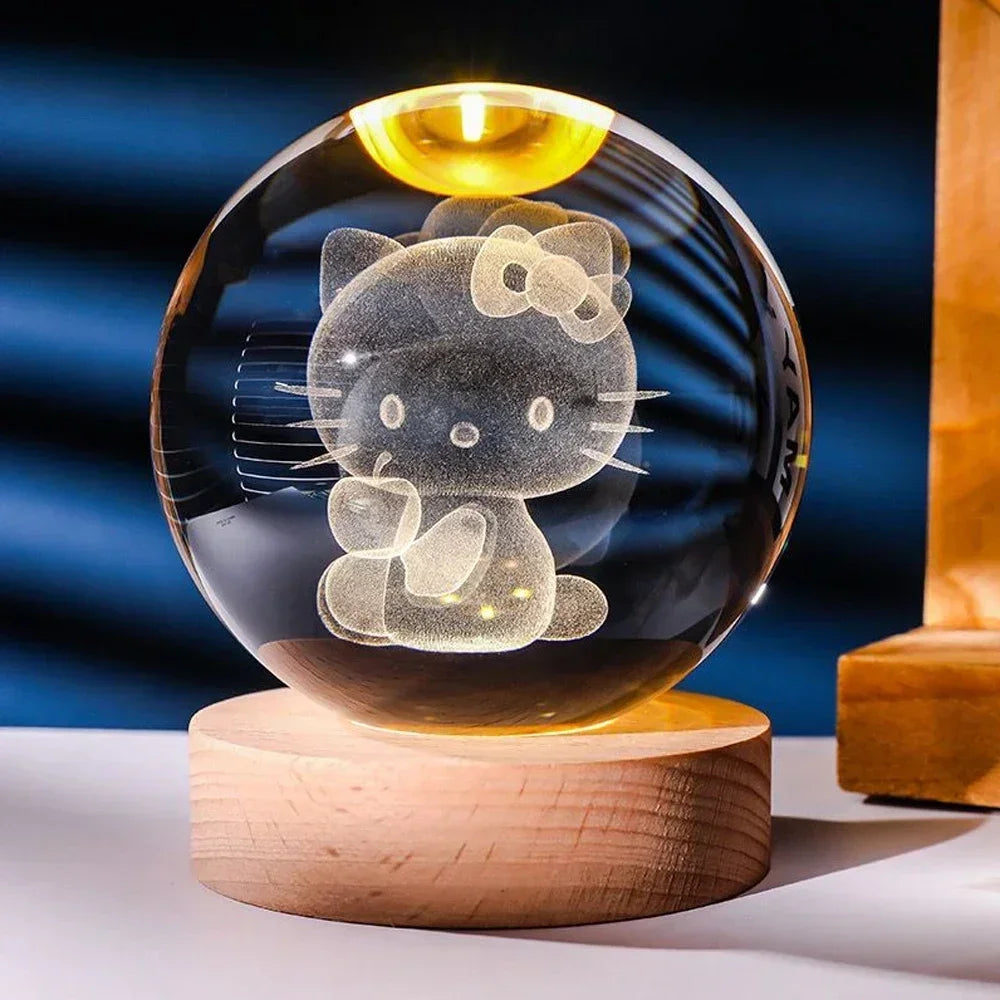 3D Crystal Night Ball With Figures