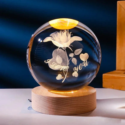 3D Crystal Night Ball With Figures