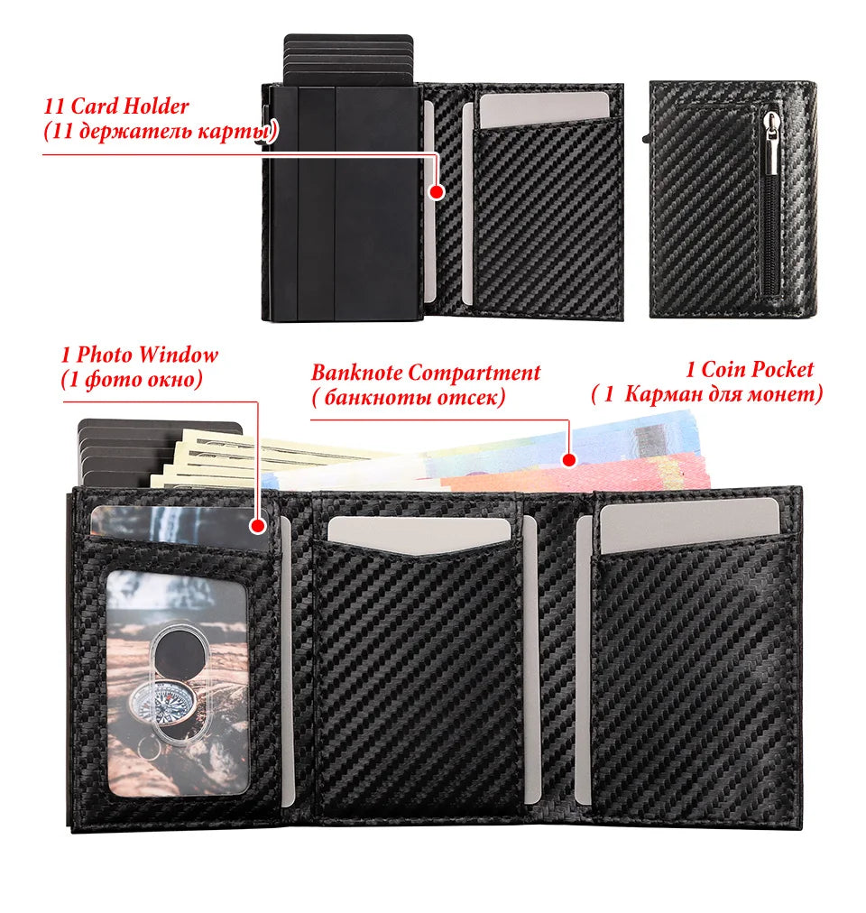 RFID Carbon Fiber Airtag Blocking Wallet