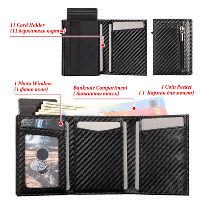 RFID Carbon Fiber Airtag Blocking Wallet