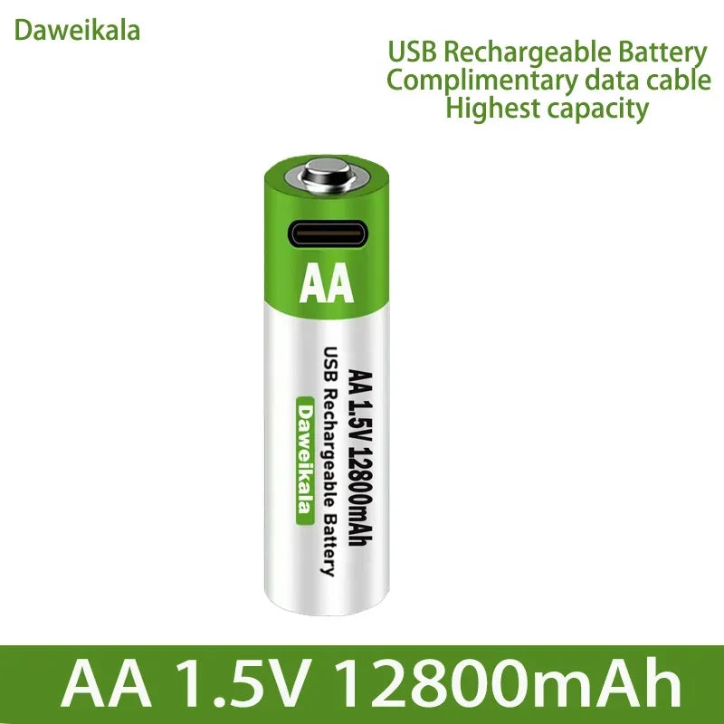1.5V AA USB Battery 12800 mAh Type-C