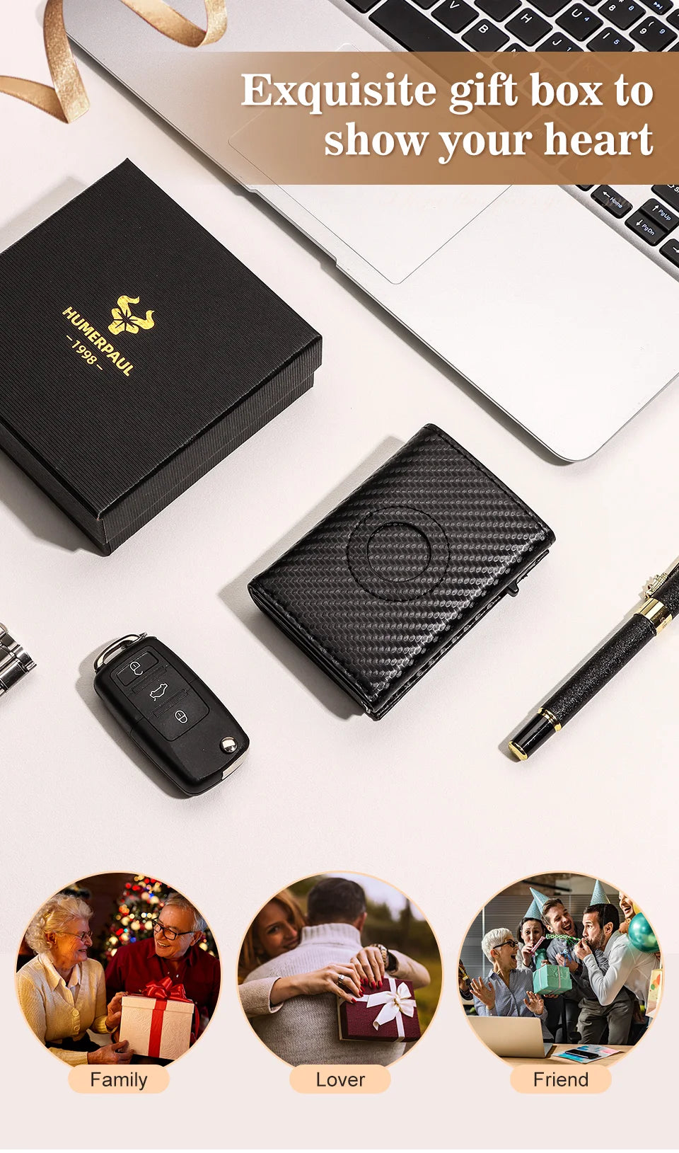 RFID Carbon Fiber Airtag Blocking Wallet